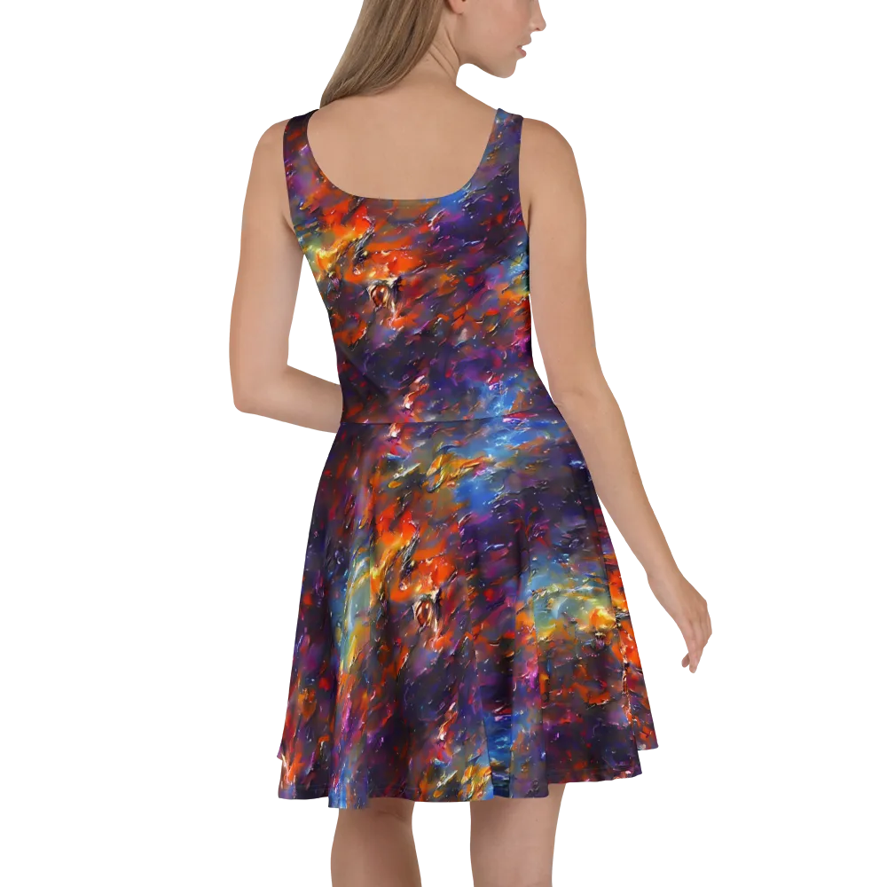 Auroral Ripples on Skater Dress — Back