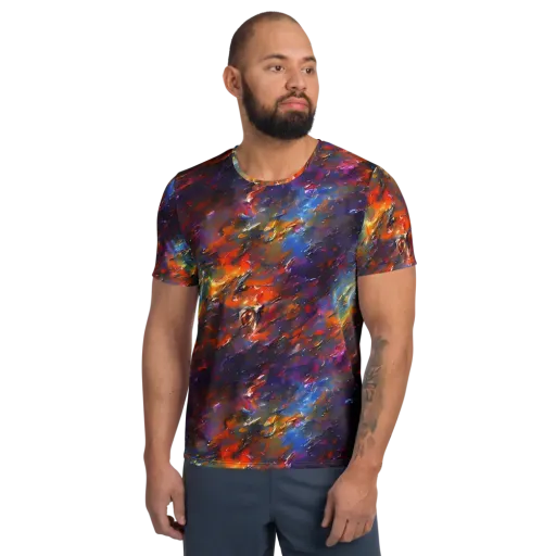 Auroral Ripples on a Men's Athletic T-Shirt