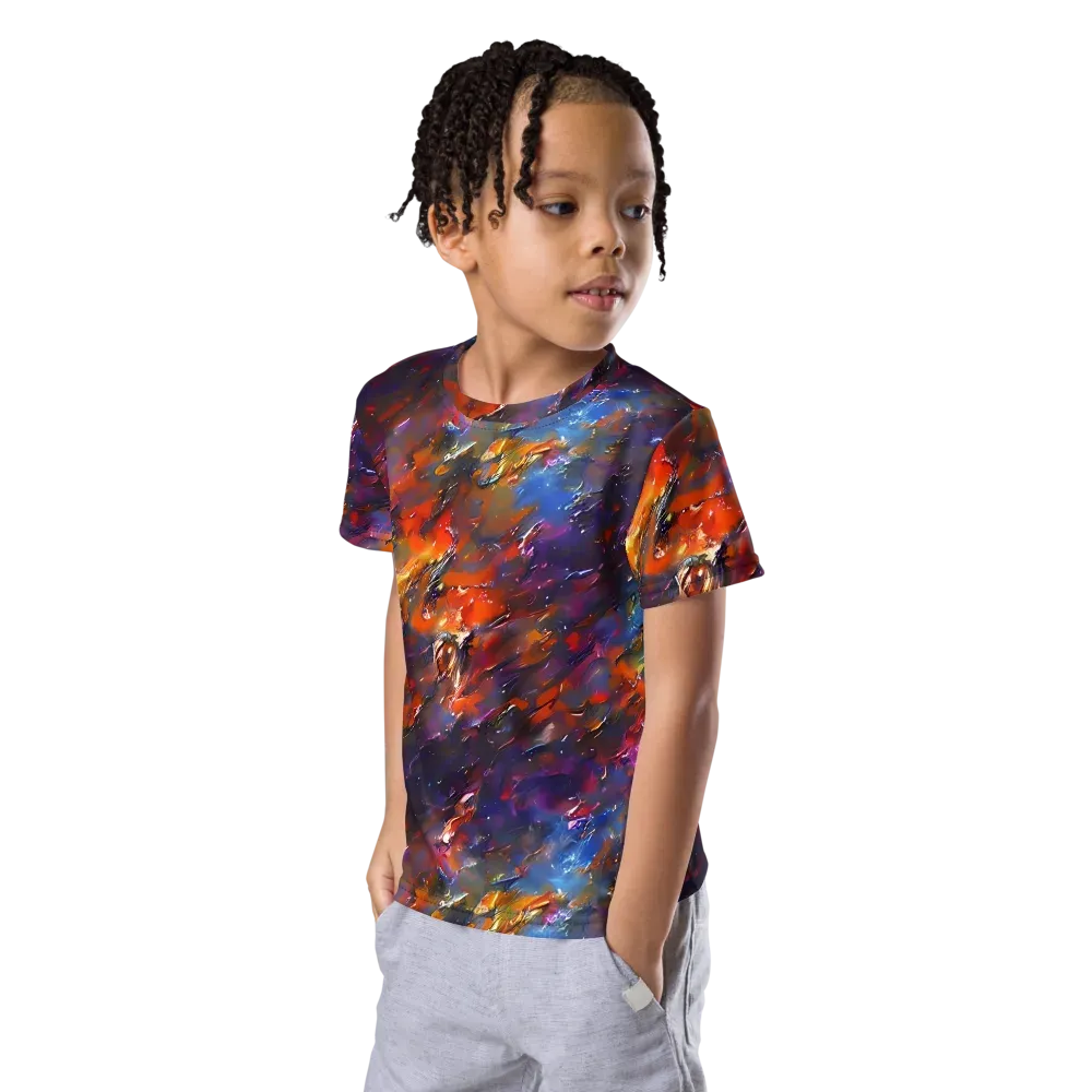 Auroral Ripples on Kids Crew Neck T-Shirt — Left Front