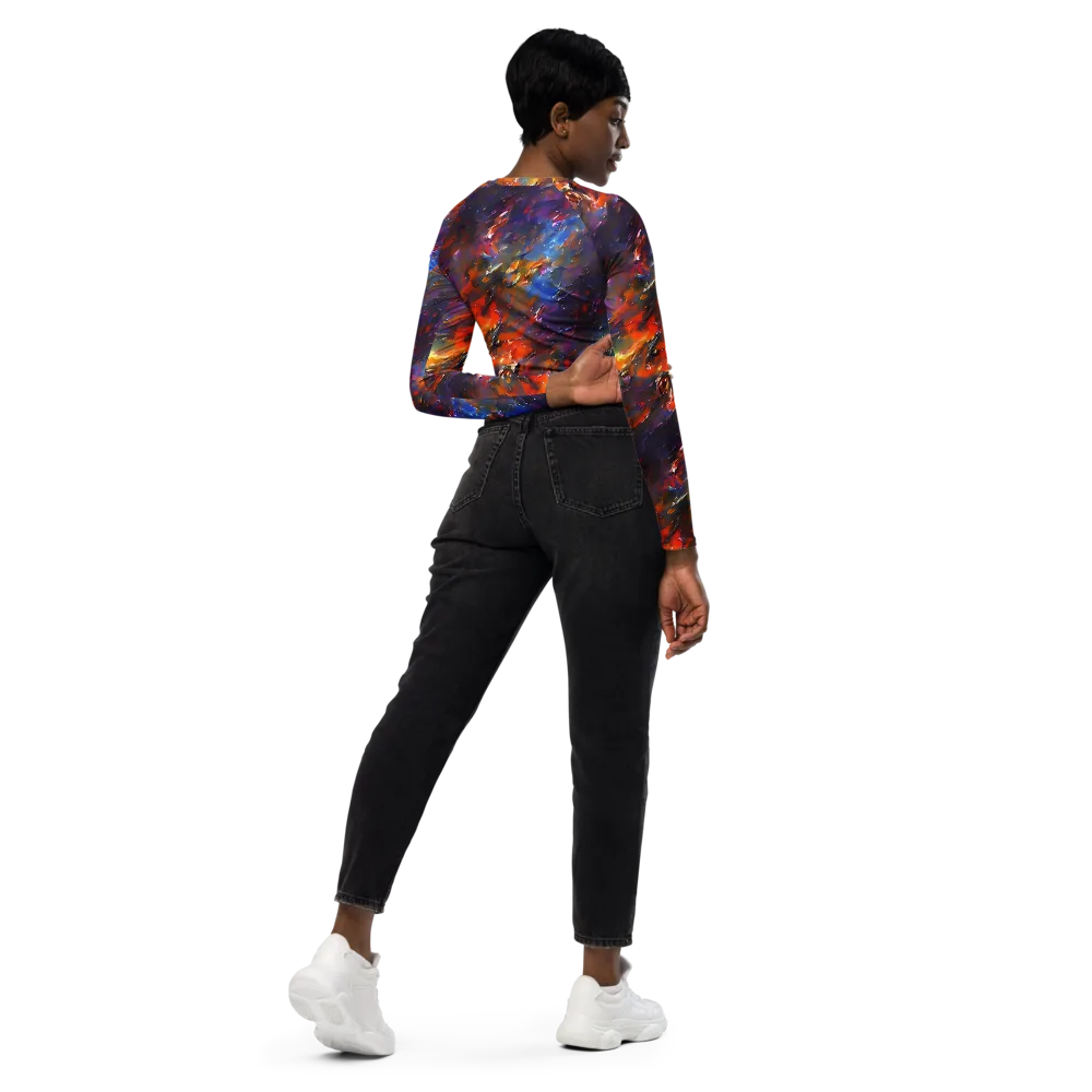 Auroral Ripples on Long Sleeve Crop Top — Right Back