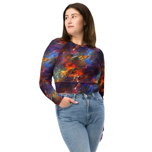 Auroral Ripples on a Long Sleeve Crop Top