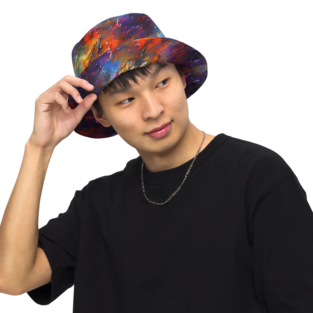 Auroral Ripples on Reversible Bucket Hat — Front Inside