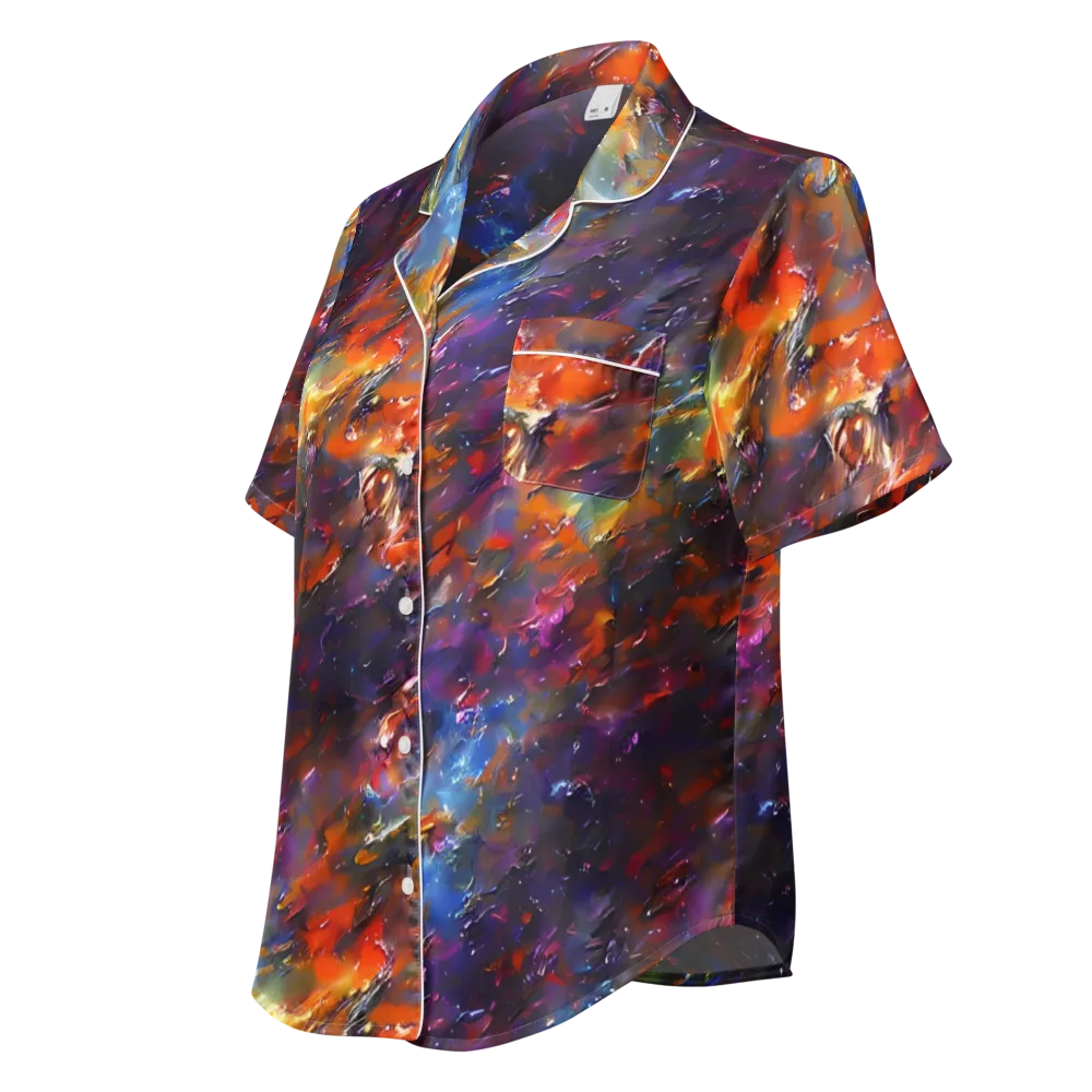 Auroral Ripples on Women's Short Sleeve Pajama Top — Left Front
