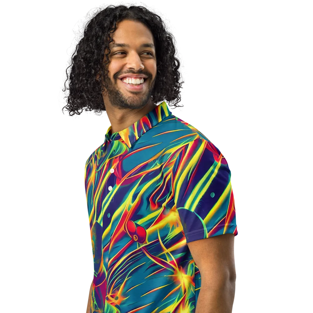 Cosmic Inferno on Men's Slim Fit Polo Shirt — Left Front
