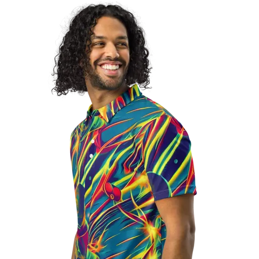 Cosmic Inferno on a Men's Slim Fit Polo Shirt