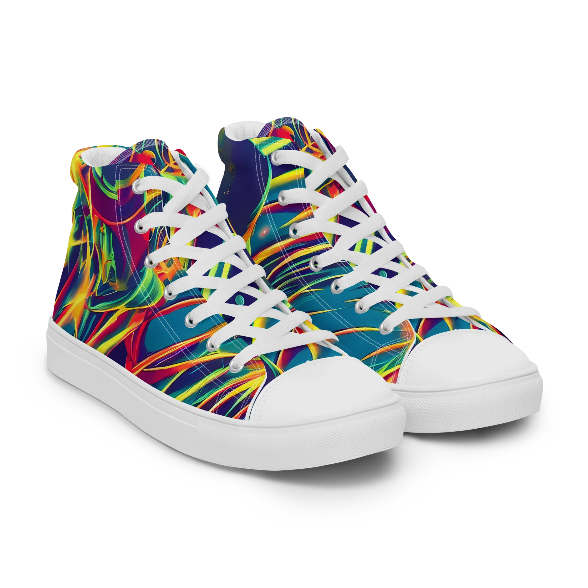 Cosmic Inferno on Men's High Top Canvas Shoes — Right Front
