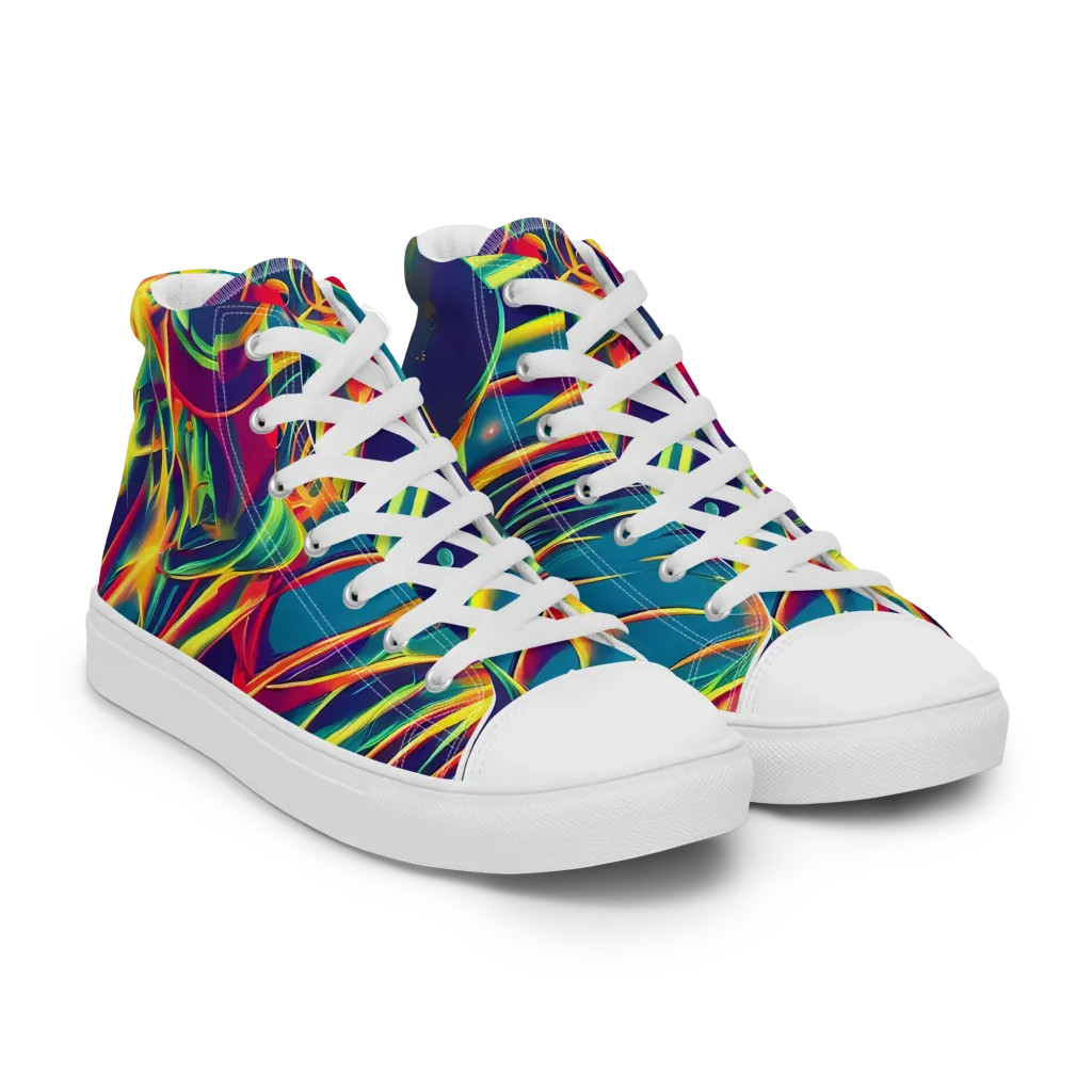 Cosmic Inferno on Men's High Top Canvas Shoes — Right Front