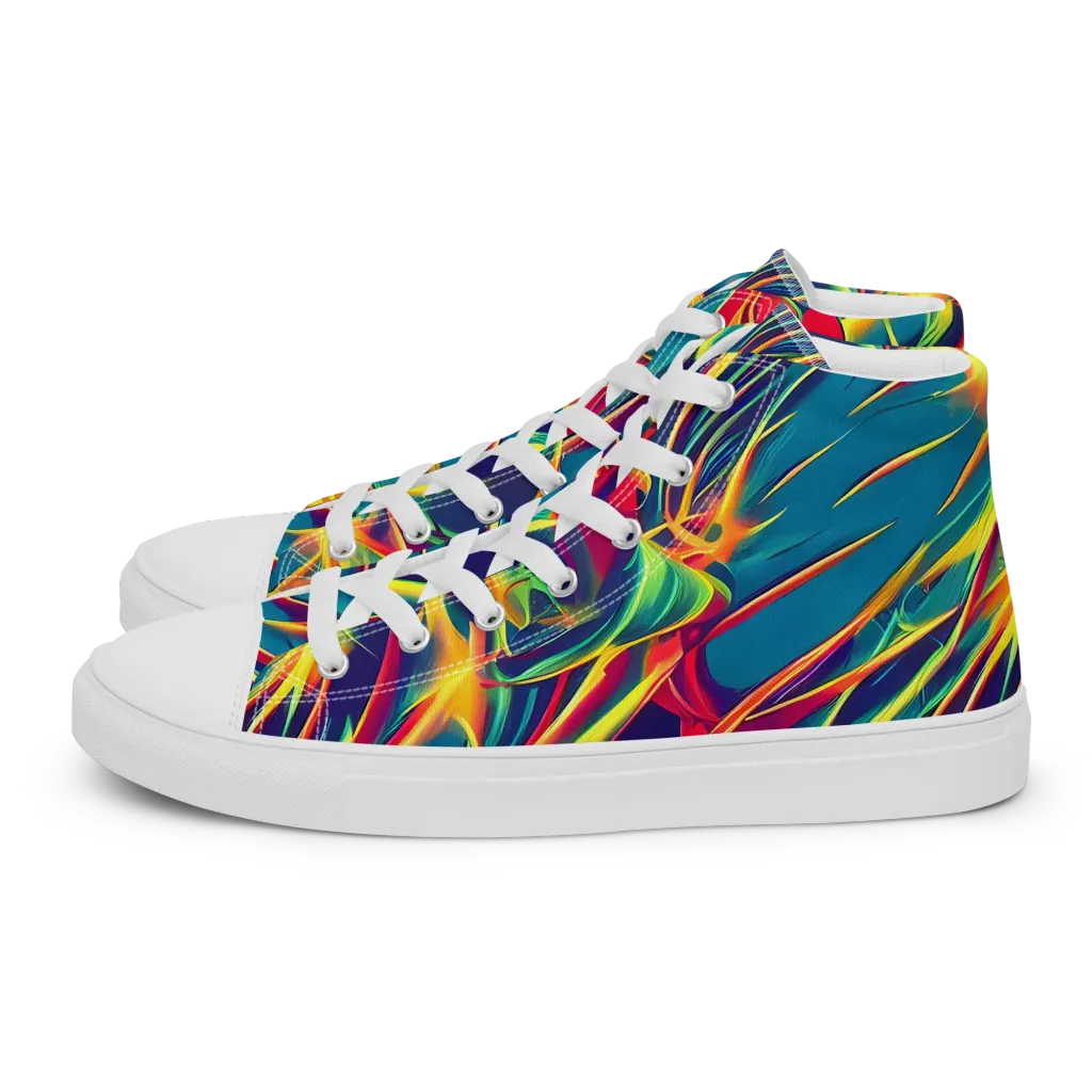 Cosmic Inferno on Men's High Top Canvas Shoes — Left
