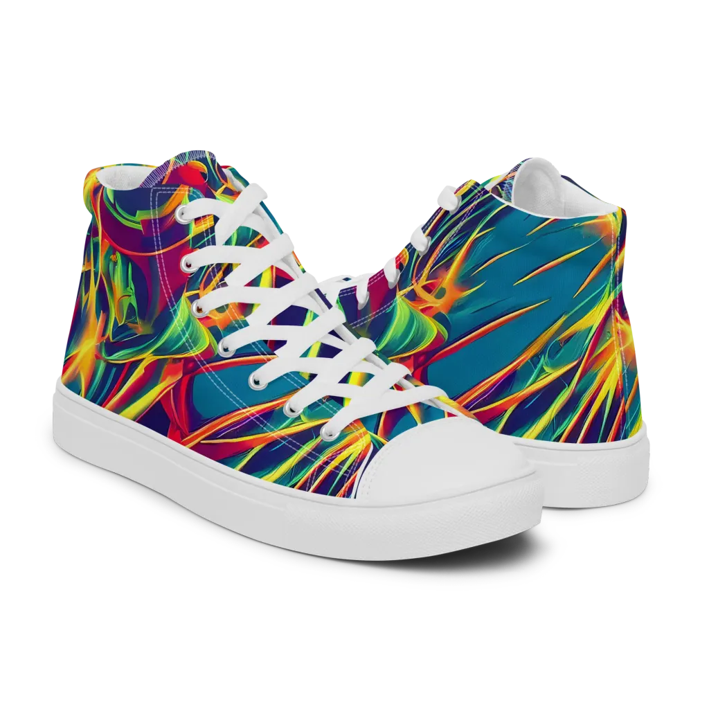 Cosmic Inferno on Men's High Top Canvas Shoes — Right