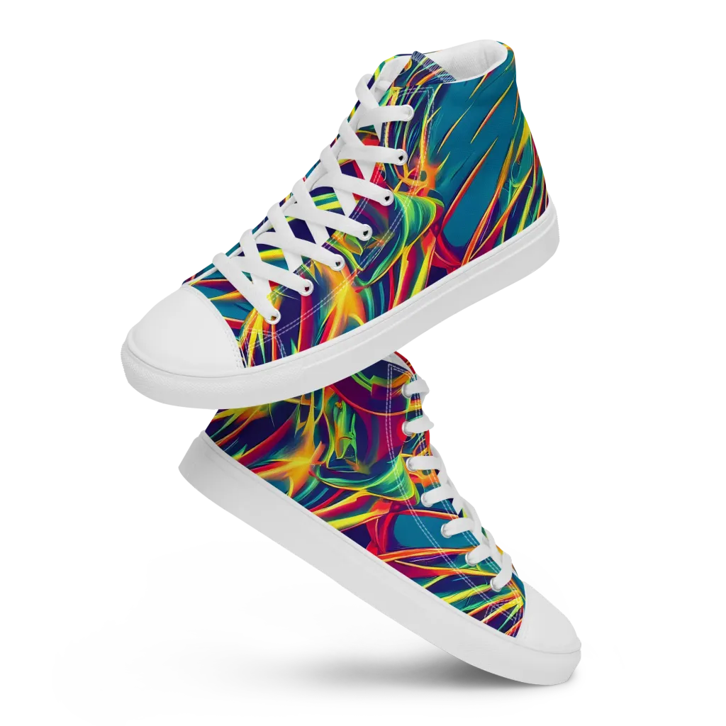 Cosmic Inferno on Men's High Top Canvas Shoes — Front