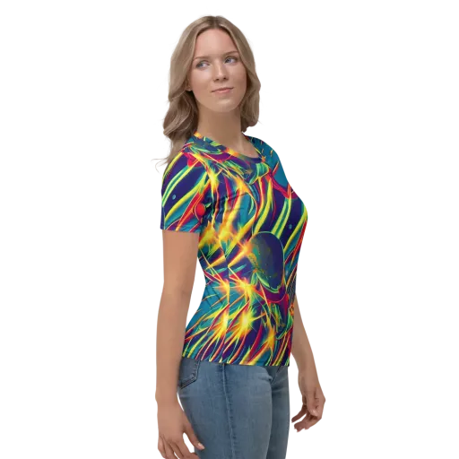 Cosmic Inferno on a Women's Crew Neck T-Shirt
