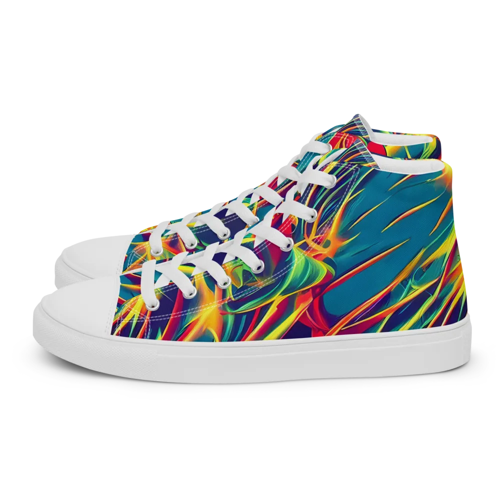 Cosmic Inferno on Women's High Top Canvas Shoes — Left