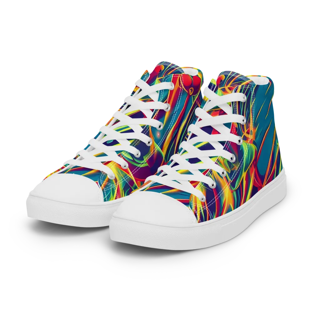 Cosmic Inferno on Women's High Top Canvas Shoes — Left Front