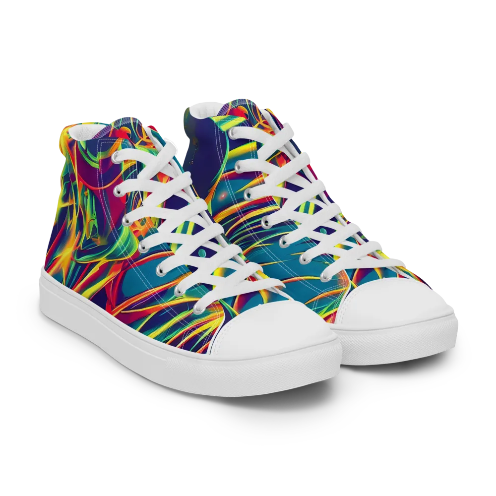 Cosmic Inferno on Women's High Top Canvas Shoes — Right Front