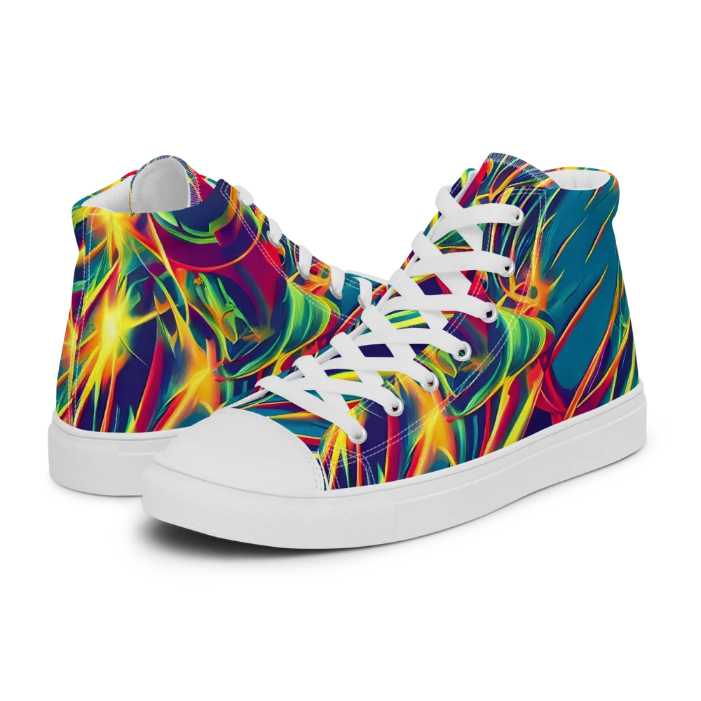 Cosmic Inferno on Women's High Top Canvas Shoes — Left