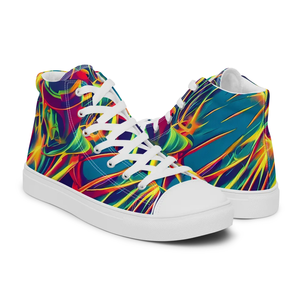 Cosmic Inferno on Women's High Top Canvas Shoes — Right