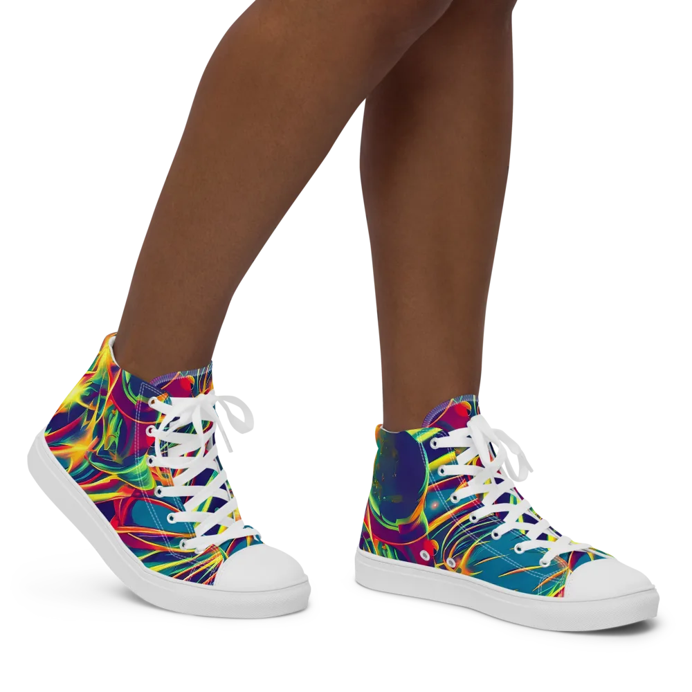 Cosmic Inferno on Women's High Top Canvas Shoes — Right