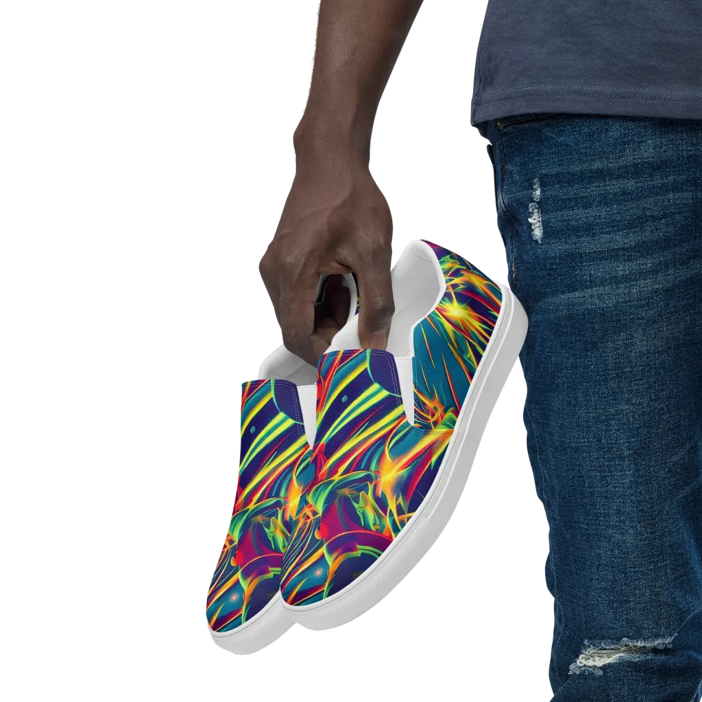 Cosmic Inferno on Men's Slip-On Canvas Shoes — Left Front