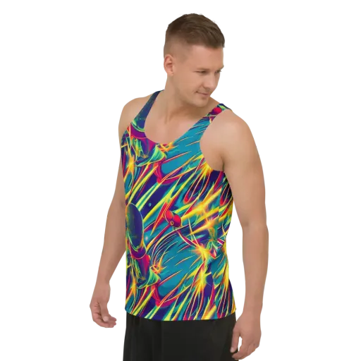 Cosmic Inferno on a Men's Tank Top
