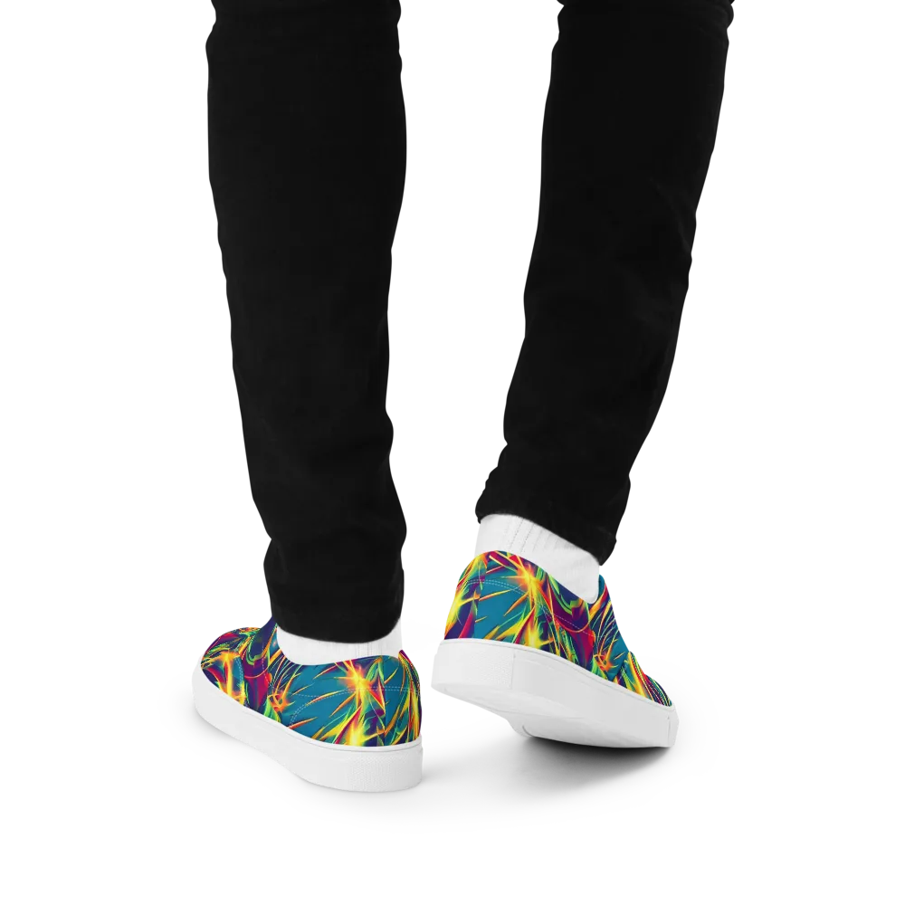 Cosmic Inferno on Men's Lace-Up Canvas Shoes — Back