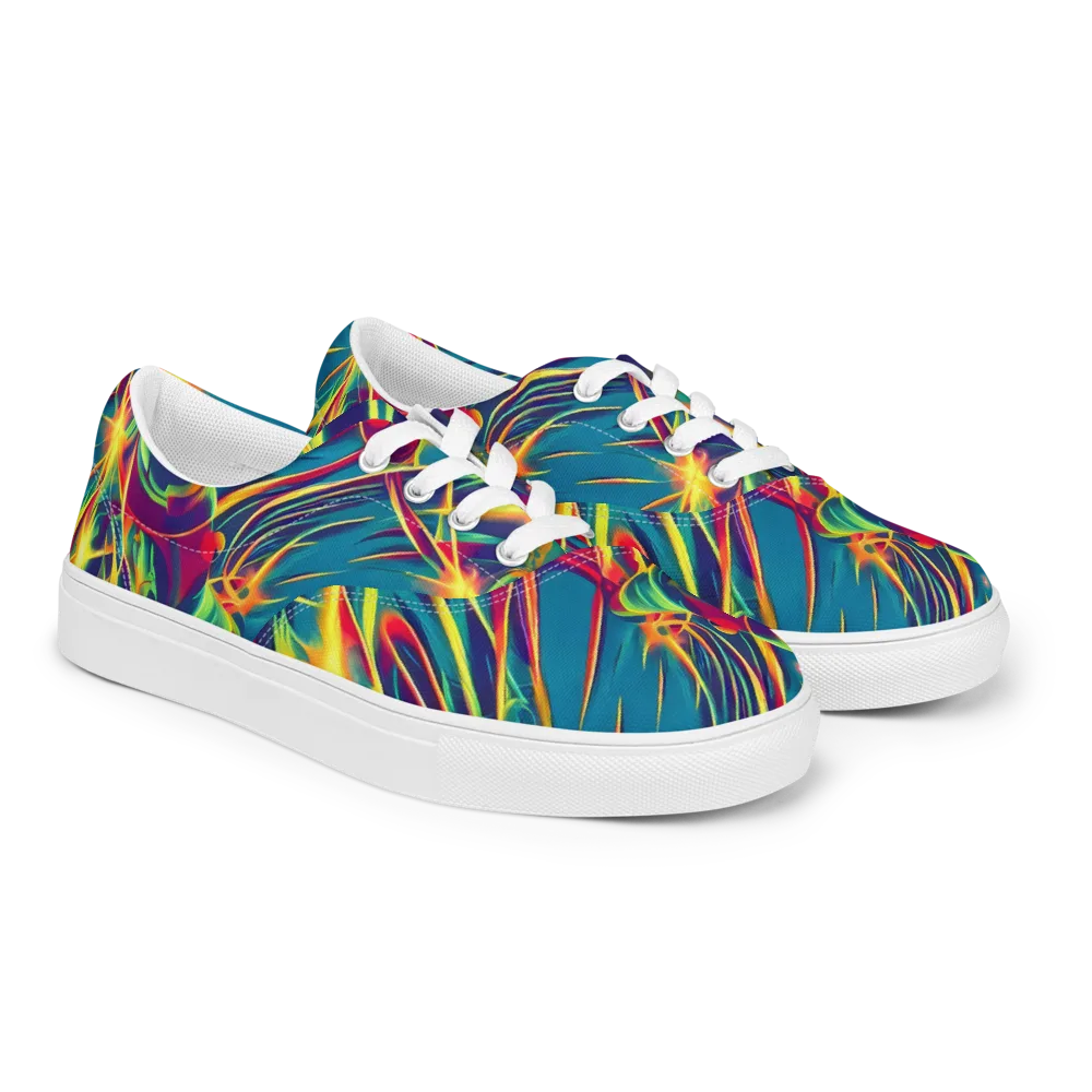 Cosmic Inferno on Men's Lace-Up Canvas Shoes — Right Front