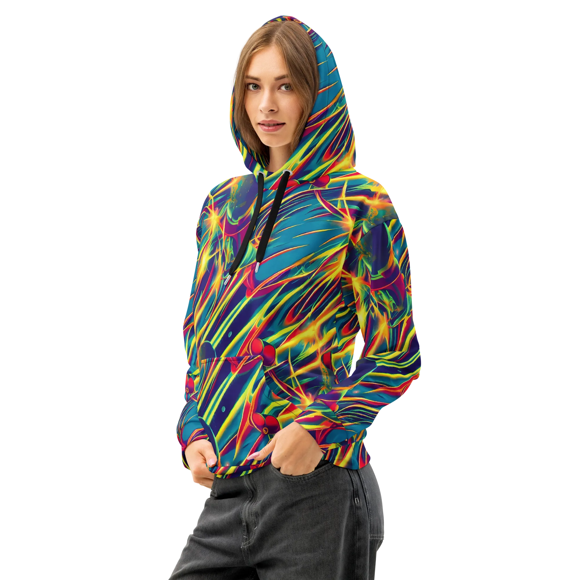 Cosmic Inferno on Cotton Hoodie — Left Front
