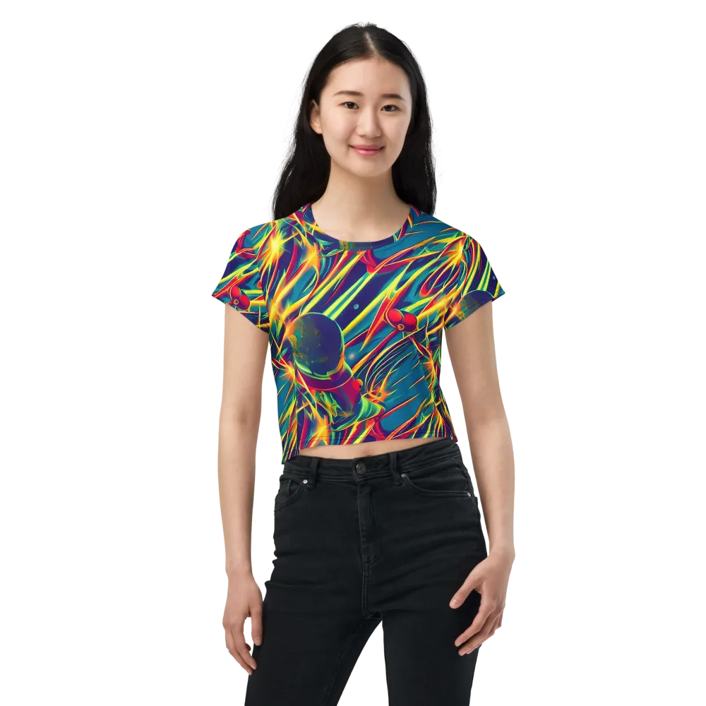 Cosmic Inferno on Crop Tee — Front