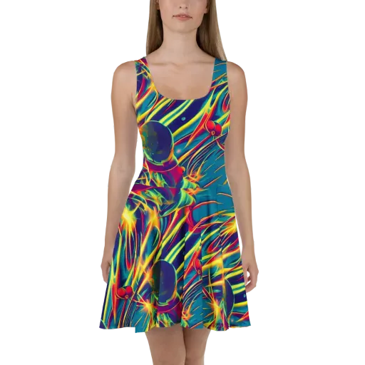 Cosmic Inferno on a Skater Dress