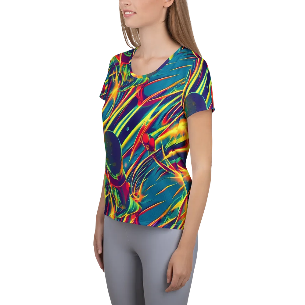 Cosmic Inferno on Women's Athletic T-Shirt — Left