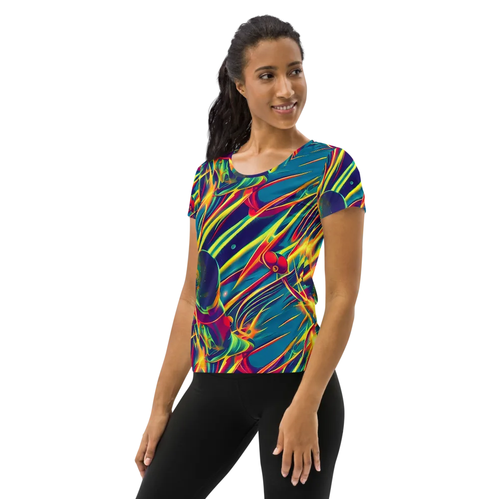 Cosmic Inferno on Women's Athletic T-Shirt — Left