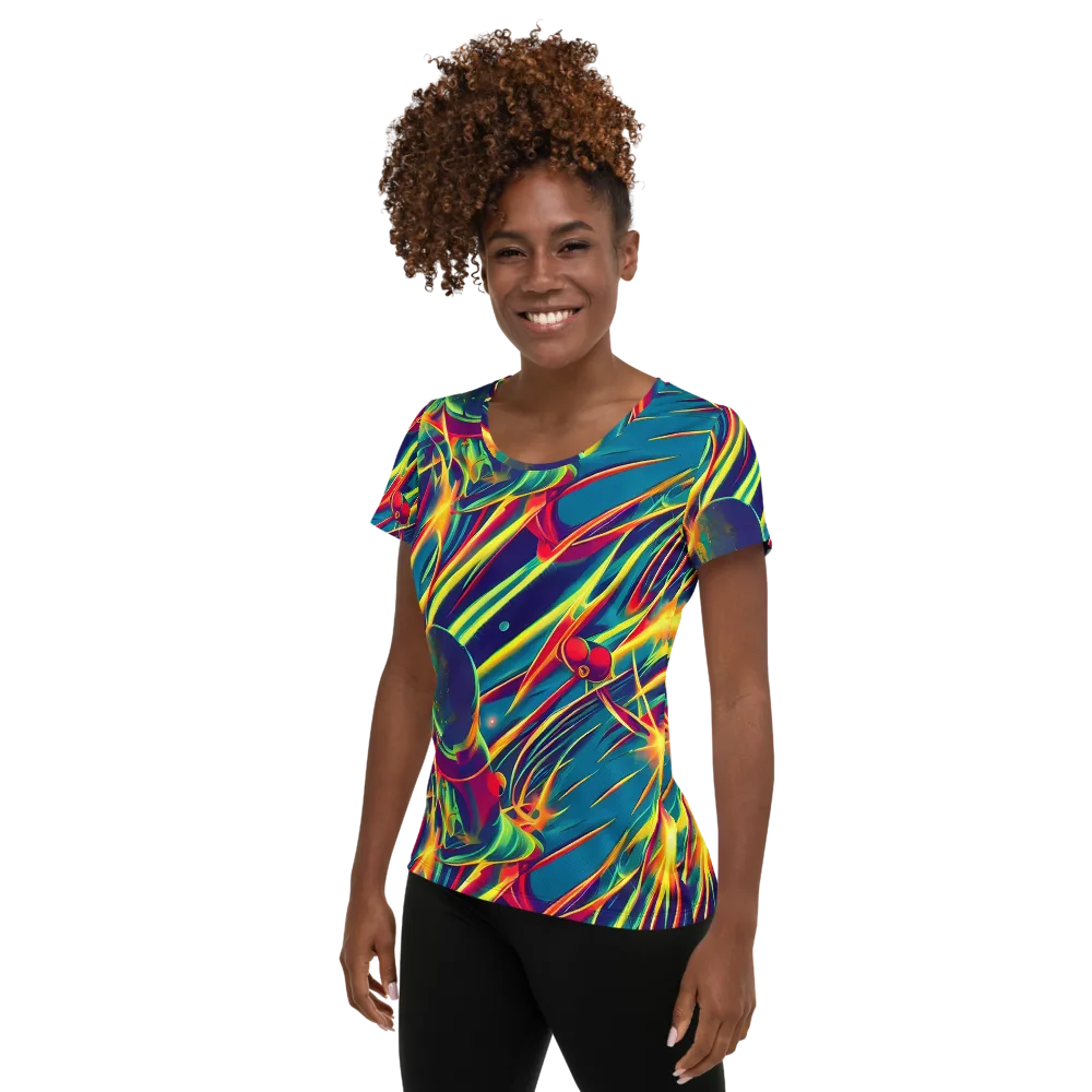 Cosmic Inferno on Women's Athletic T-Shirt — Left