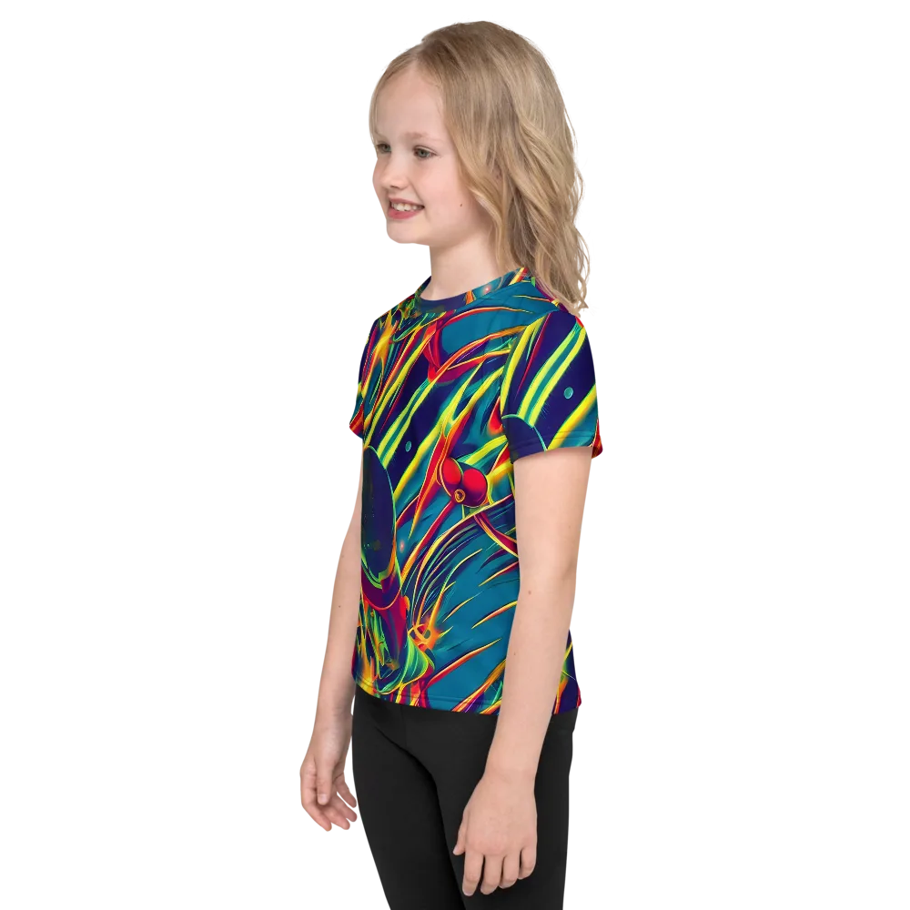 Cosmic Inferno on Kids Crew Neck T-Shirt — Left