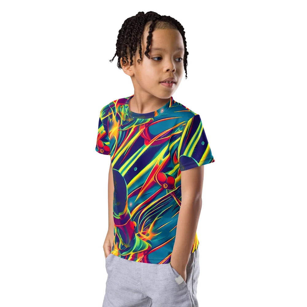 Cosmic Inferno on Kids Crew Neck T-Shirt — Left Front