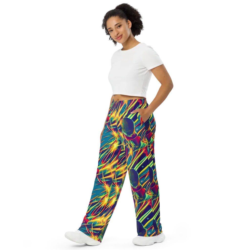 Cosmic Inferno on Wide-Leg Pants — Left Front