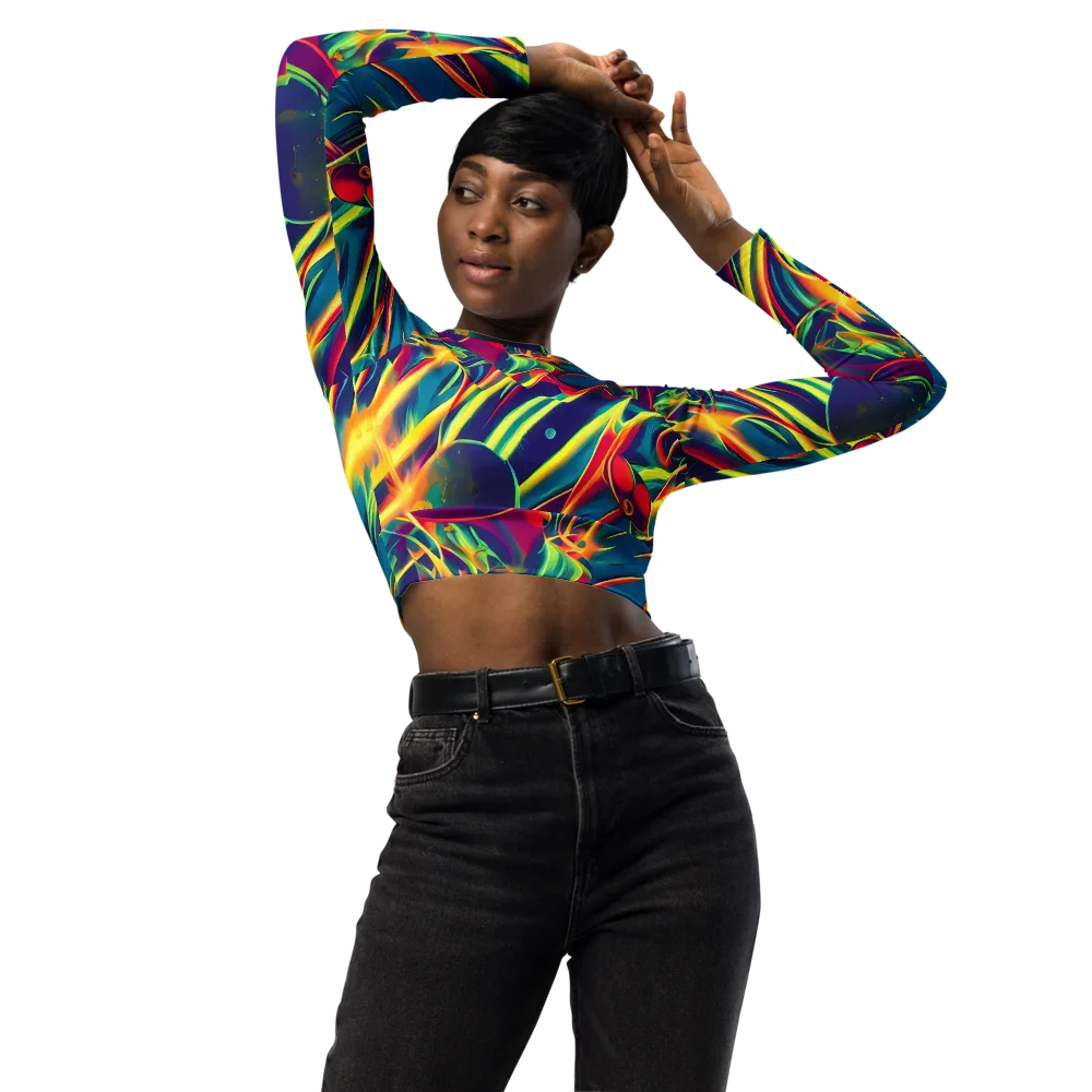 Cosmic Inferno on Long Sleeve Crop Top — Front