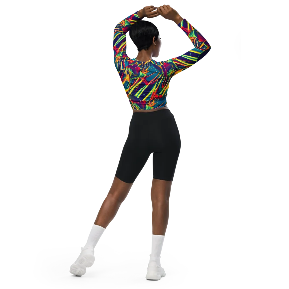 Cosmic Inferno on Long Sleeve Crop Top — Back