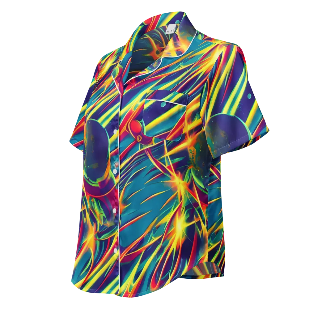 Cosmic Inferno on Women's Short Sleeve Pajama Top — Left Front