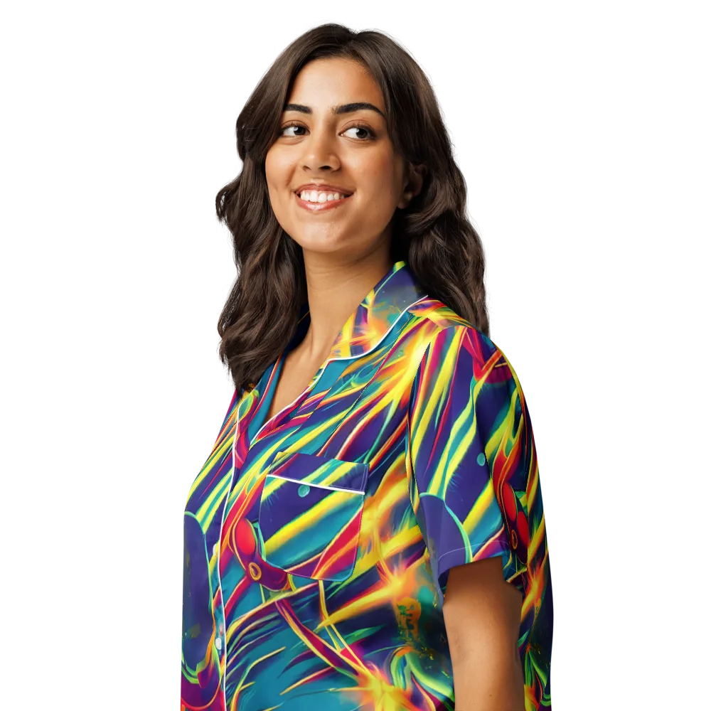 Cosmic Inferno on Women's Short Sleeve Pajama Top — Left Front