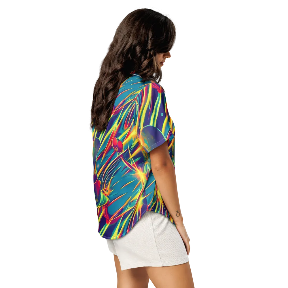 Cosmic Inferno on Women's Short Sleeve Pajama Top — Right Back