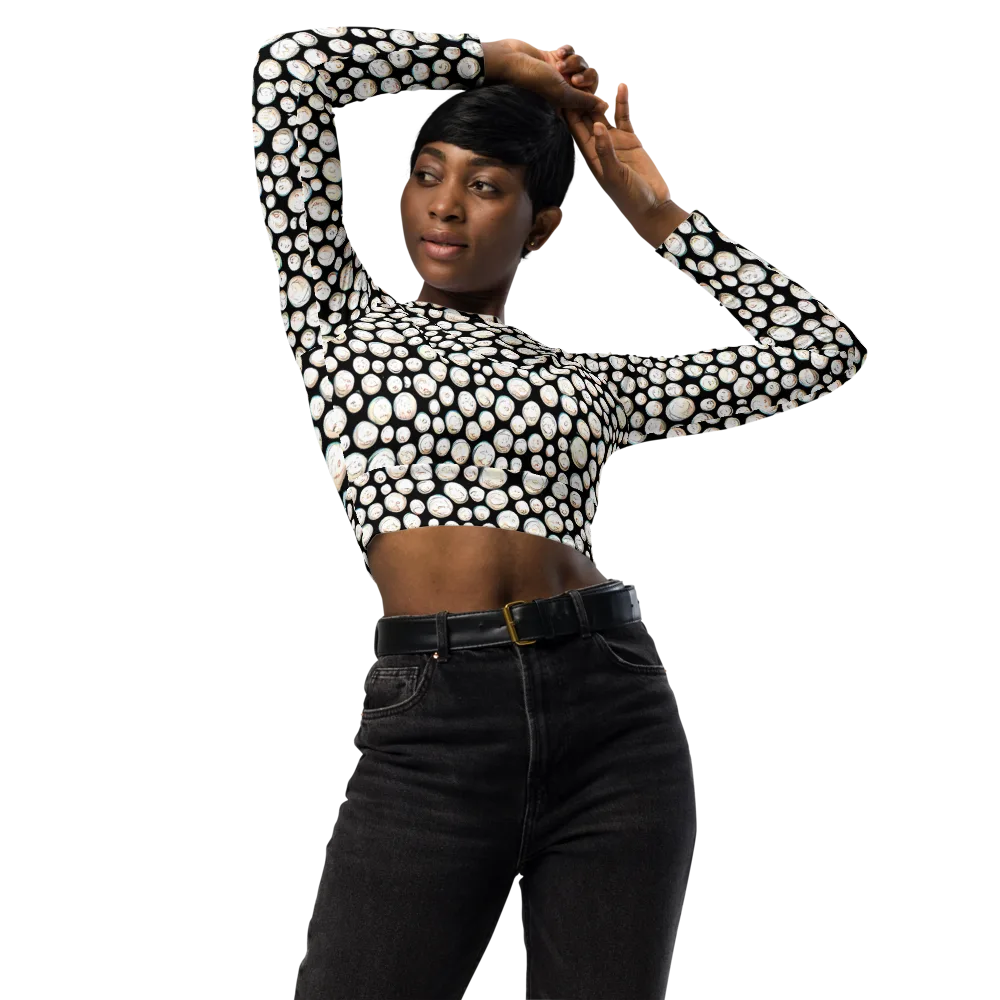 Celestial Whimsy on Long Sleeve Crop Top — Front