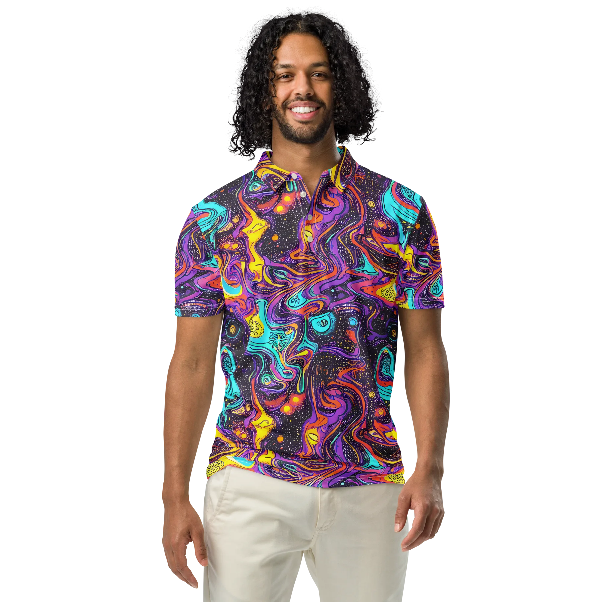 Hutty Nebula on Men's Slim Fit Polo Shirt — Front