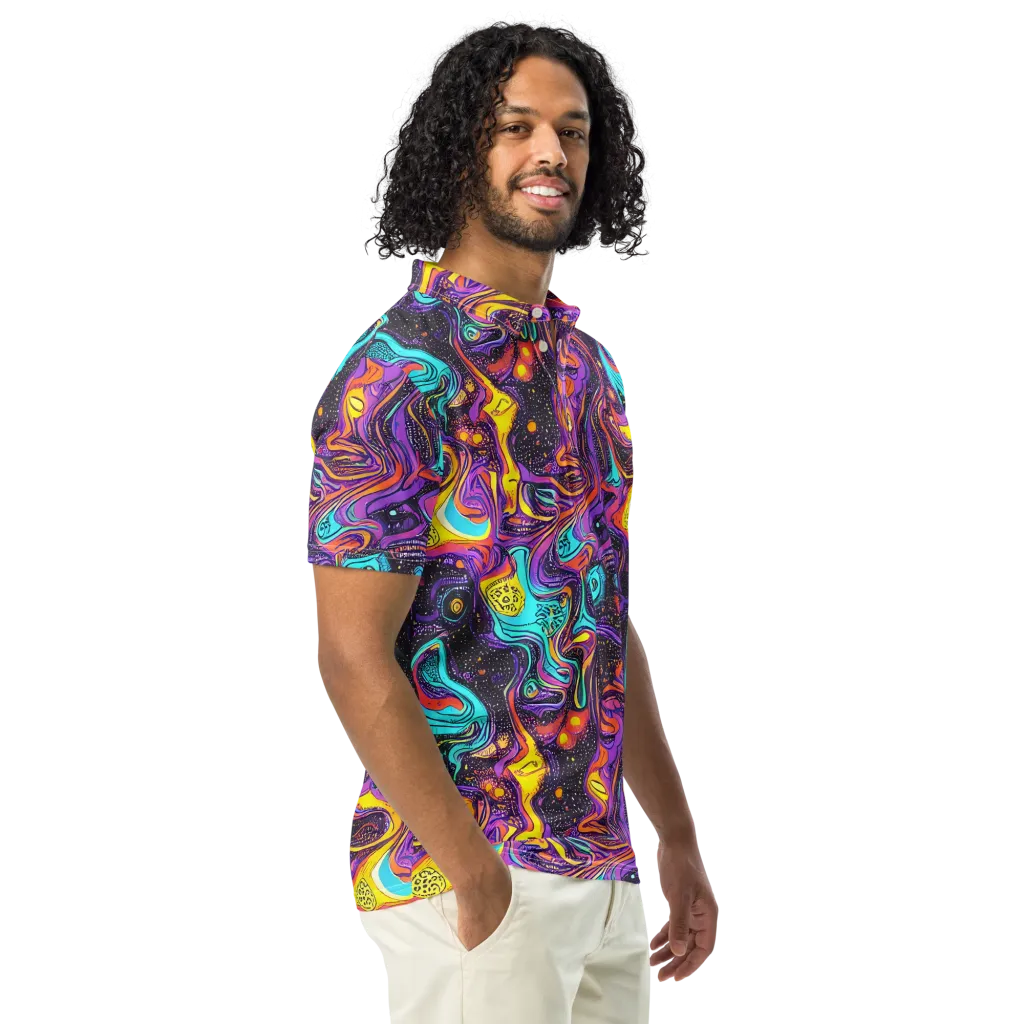 Hutty Nebula on Men's Slim Fit Polo Shirt — Right Front