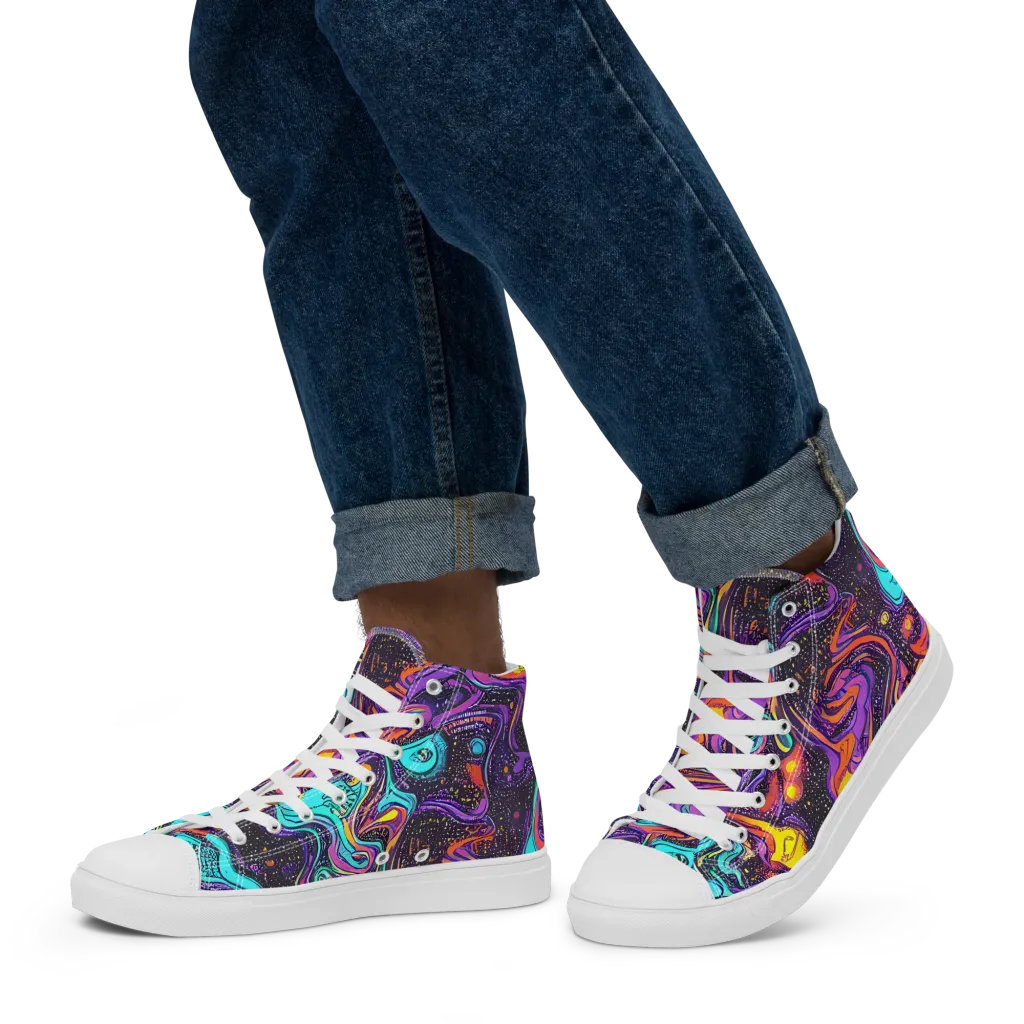 Hutty Nebula on Men's High Top Canvas Shoes — Left