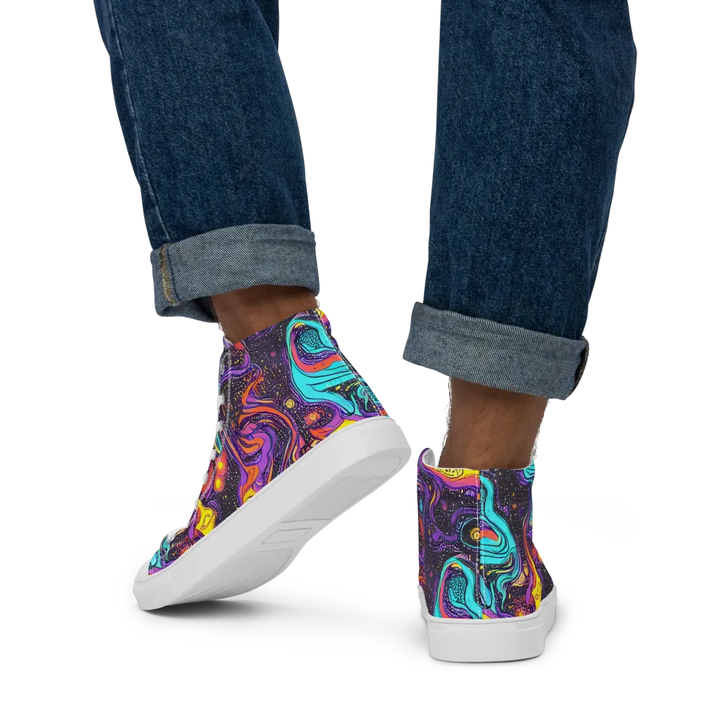 Hutty Nebula on Men's High Top Canvas Shoes — Back