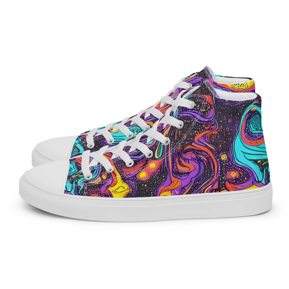 Hutty Nebula on Women's High Top Canvas Shoes — Left