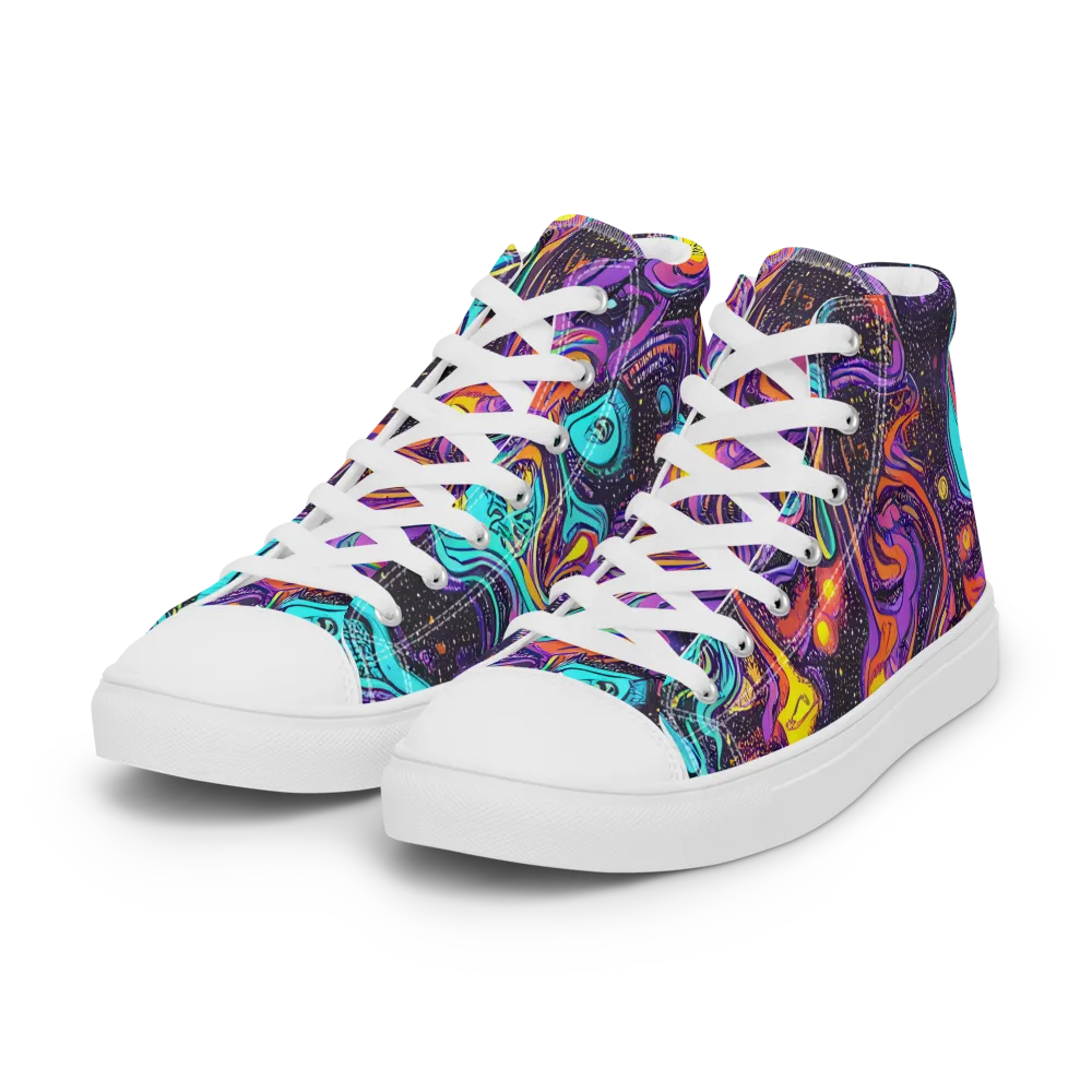 Hutty Nebula on Women's High Top Canvas Shoes — Left Front