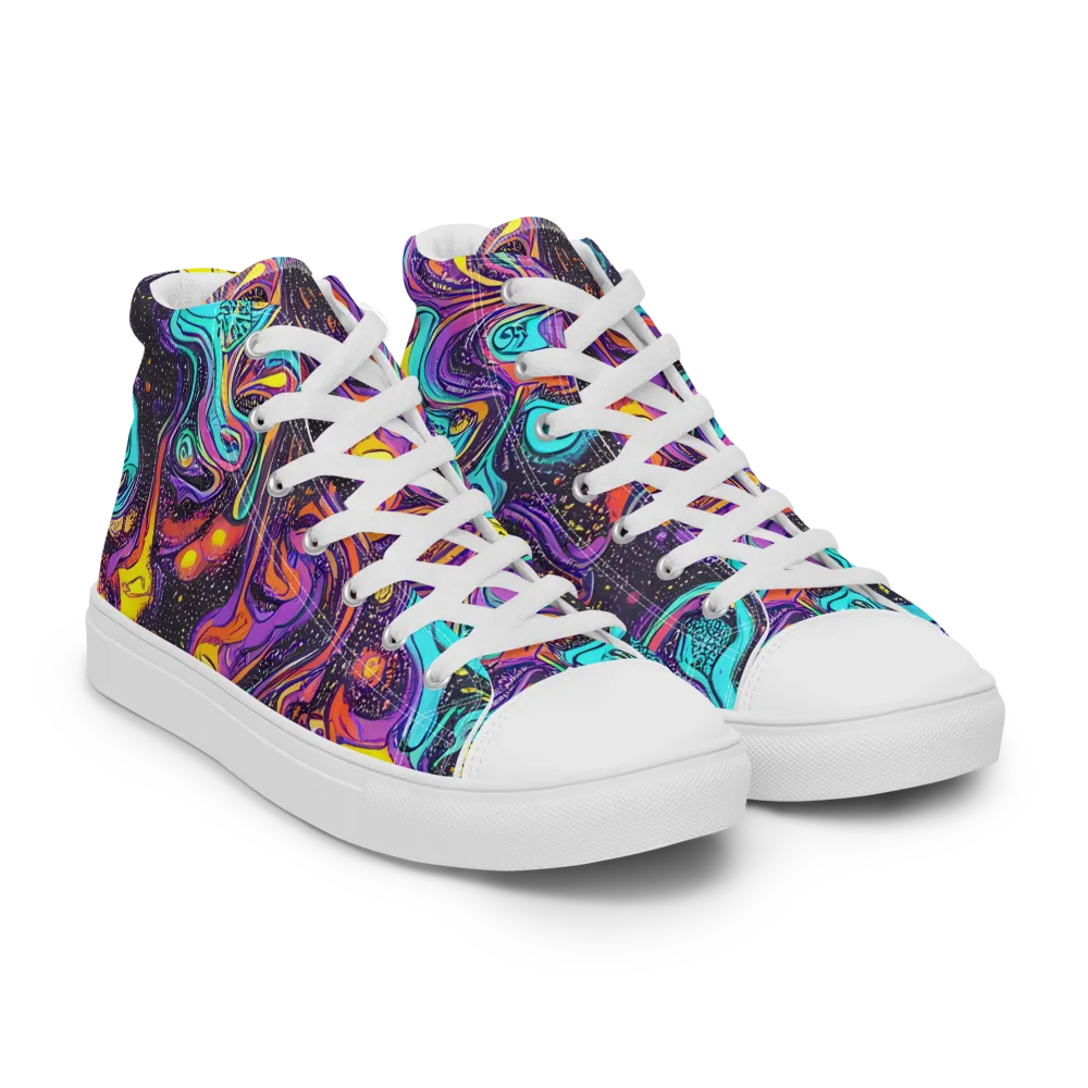 Hutty Nebula on Women's High Top Canvas Shoes — Right Front