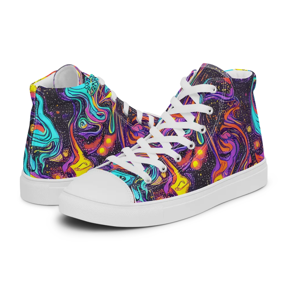 Hutty Nebula on Women's High Top Canvas Shoes — Left