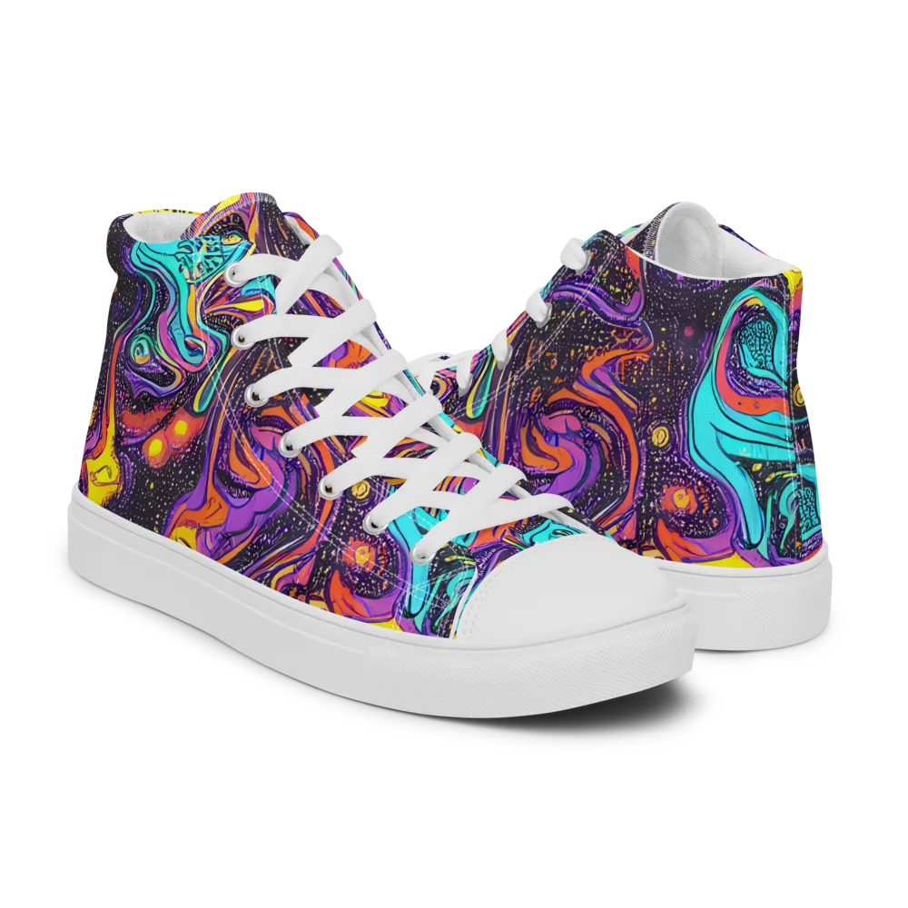 Hutty Nebula on Women's High Top Canvas Shoes — Right