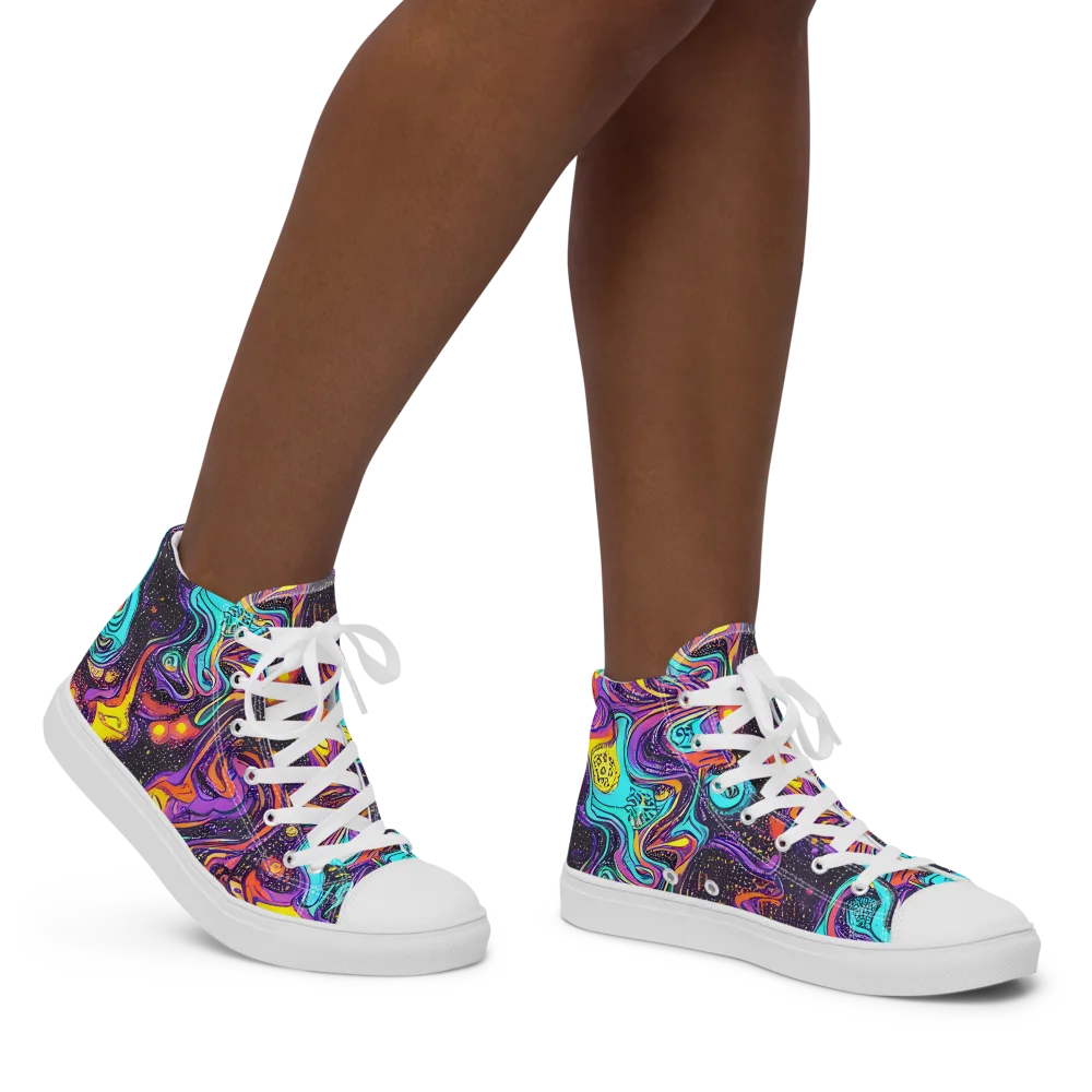 Hutty Nebula on Women's High Top Canvas Shoes — Right